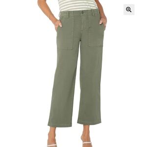 Liverpool Cargo Wide Leg Crop Pants In Martini Olive Sz 18W NWT | Liverpool -